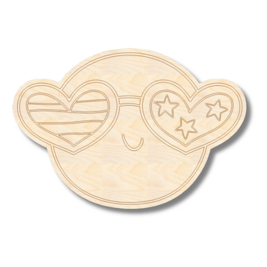 Unfinished Wood Etched Groovy Sunglasses Shape | Paint By Line Crafts | up to 30" DIY