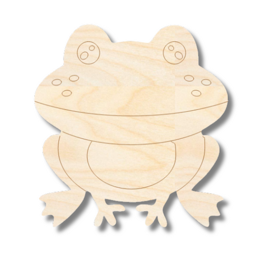 Unfinished Wood Etched Frog Shape | Paint By Line Crafts | up to 30" DIY