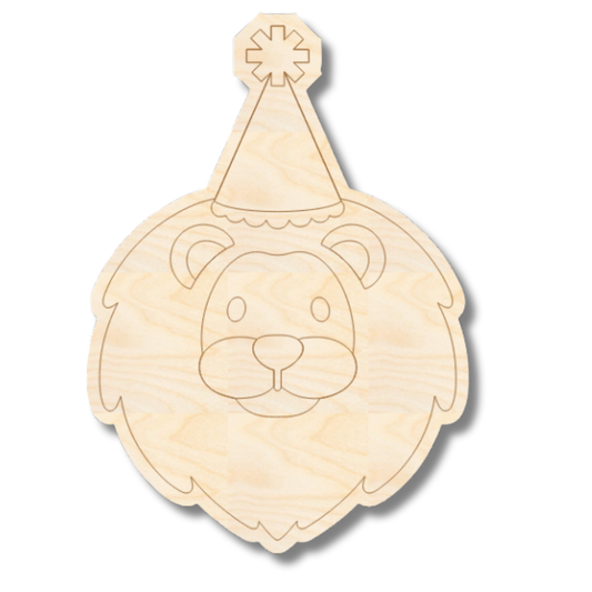 Unfinished Wood Etched Birthday Lion Shape | Paint By Line Crafts | up to 30" DIY