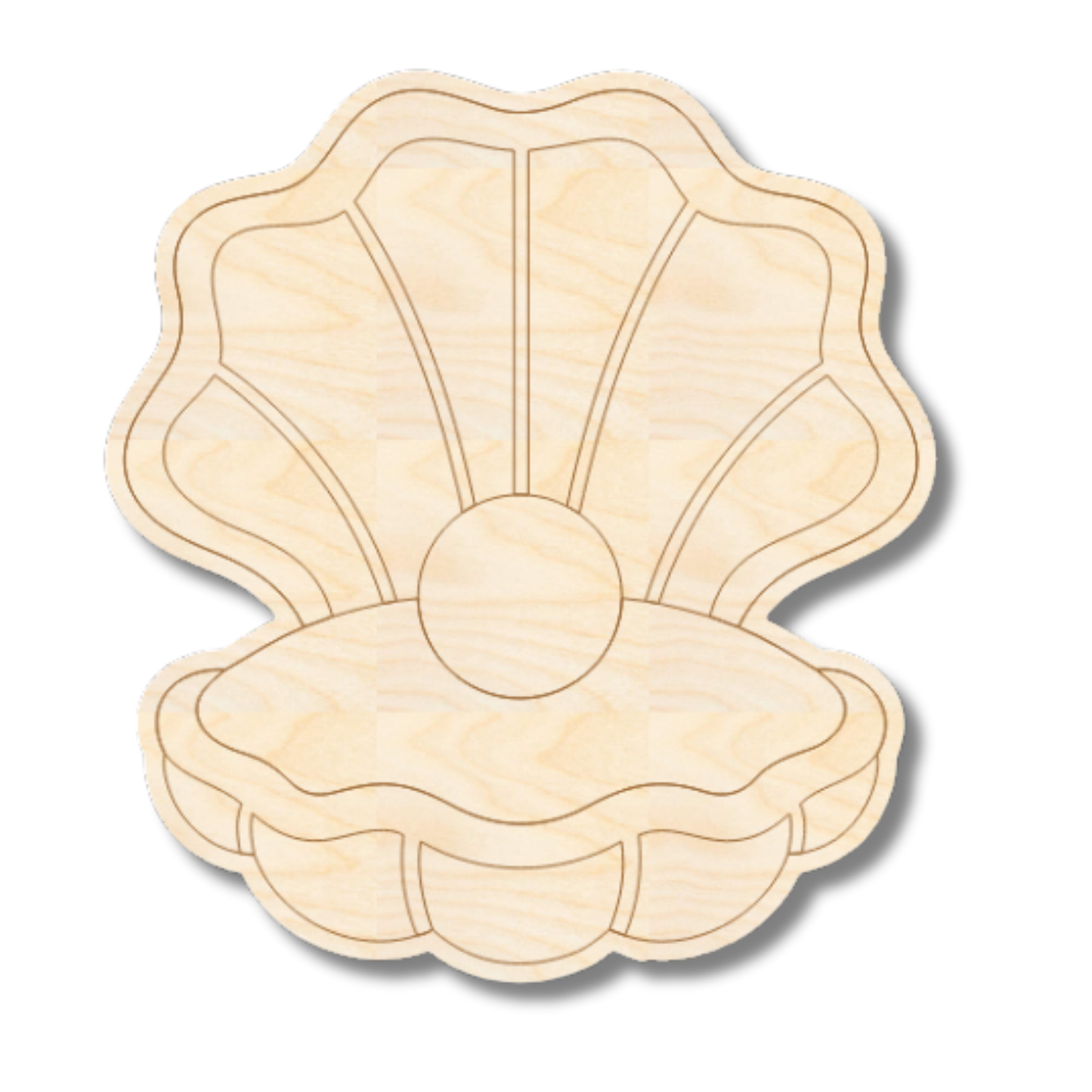 Unfinished Wood Etched Clam Shape | Paint By Line Crafts | up to 30" DIY