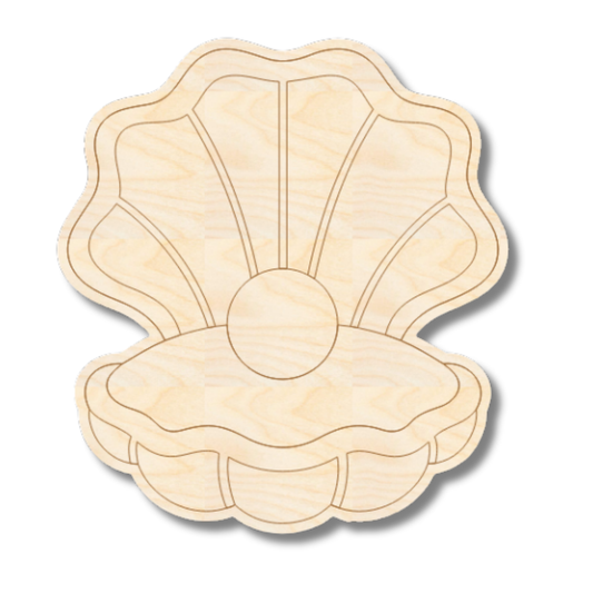 Unfinished Wood Etched Clam Shape | Paint By Line Crafts | up to 30" DIY