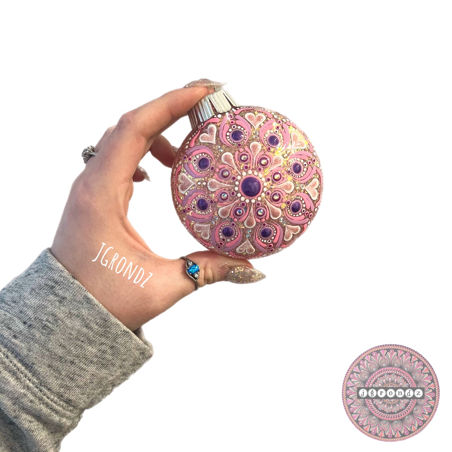 3” Heart Mandala Glitter Ornament