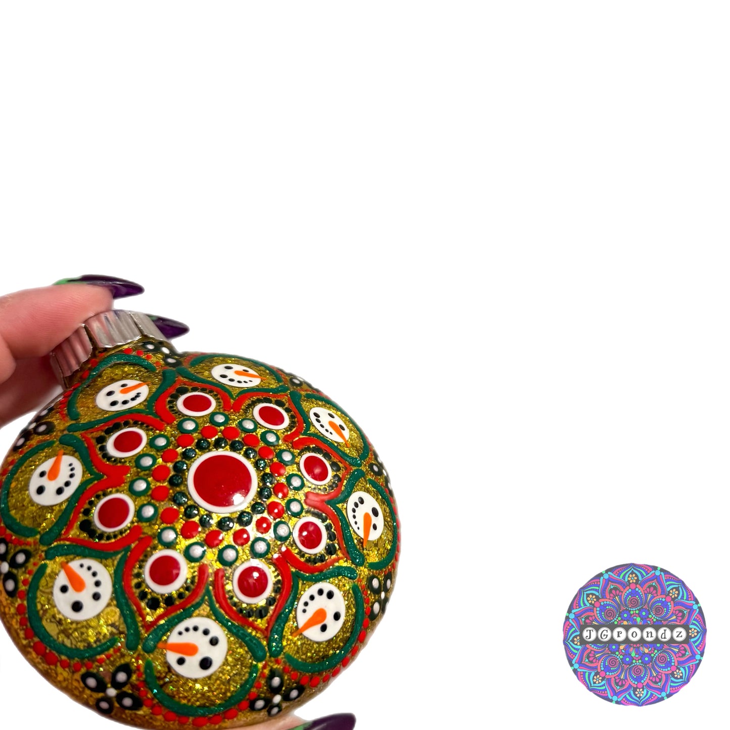 3” Snowman Mandala Glitter Ornament