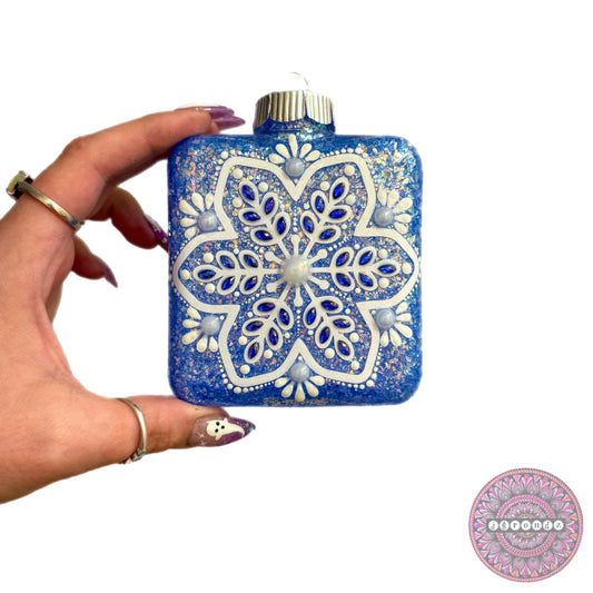 4” Square Snowflake Mandala Ornament
