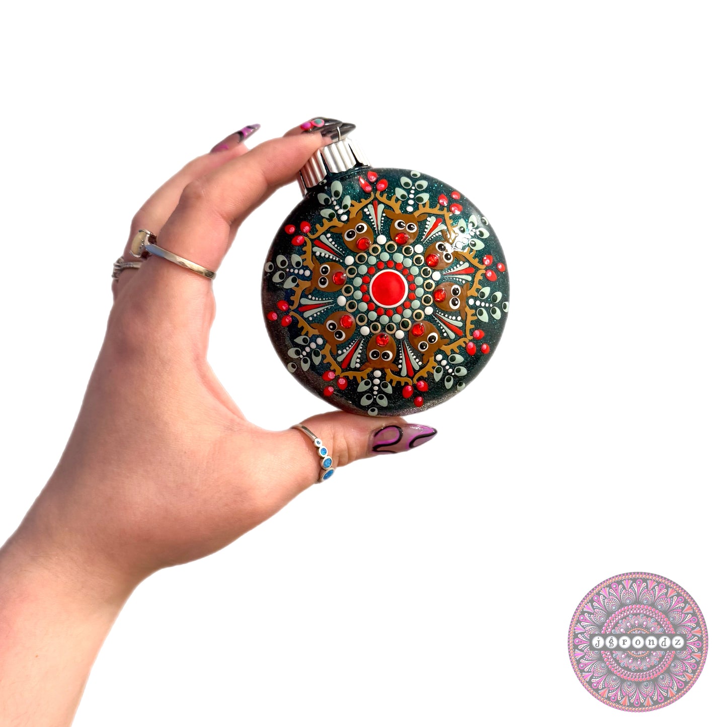 3” Rudolph Mandala Glitter Ornament