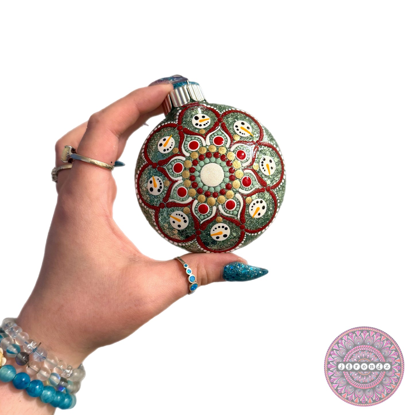 3” Snowman Mandala Glitter Ornament