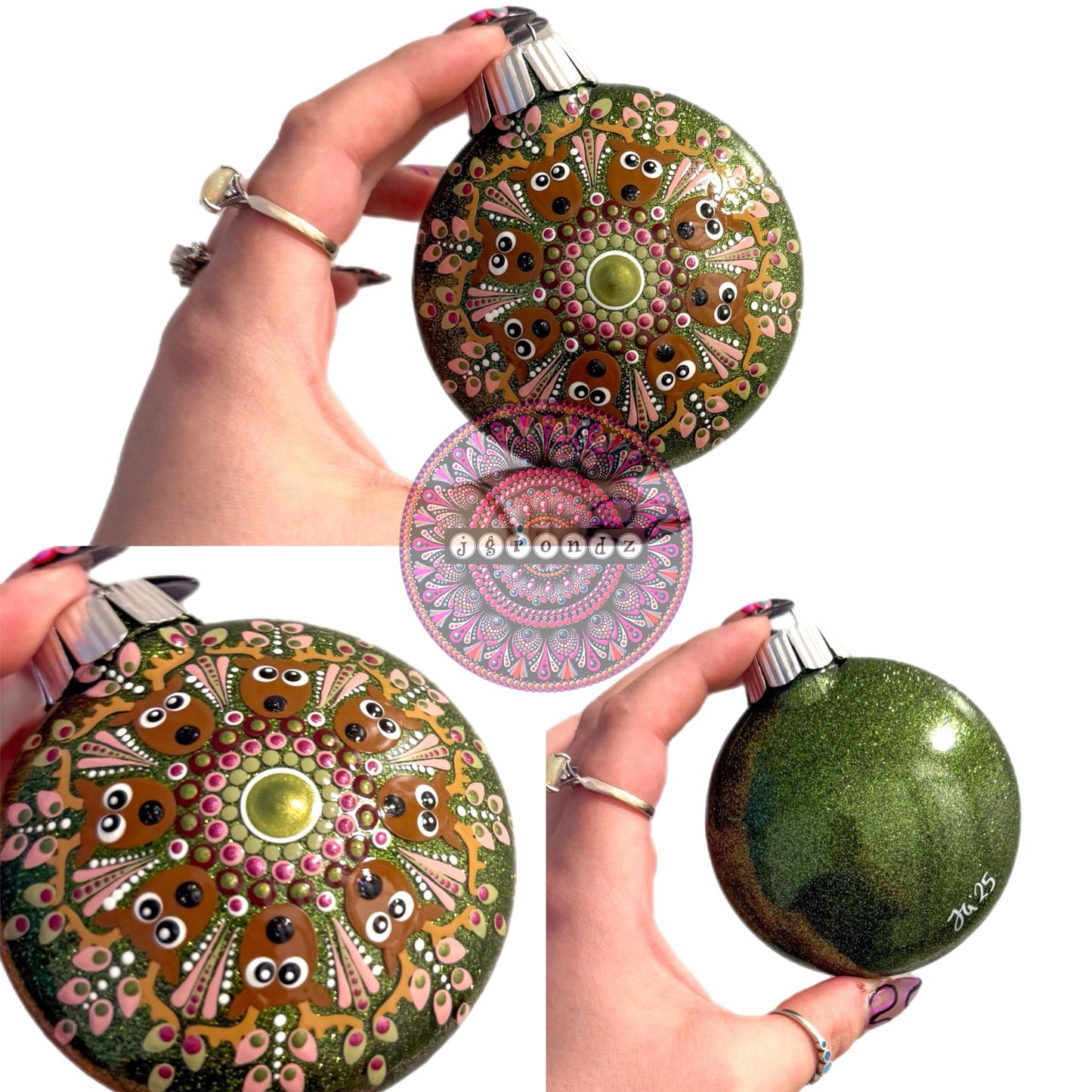 3” Reindeer Mandala Glitter Ornament