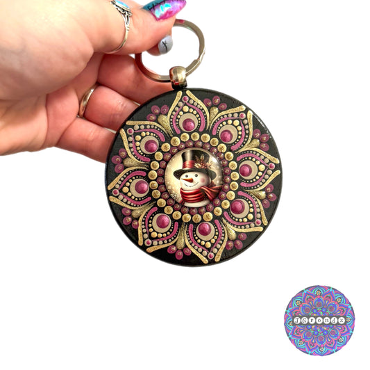 Snowman Mandala Purse Pendant 3”