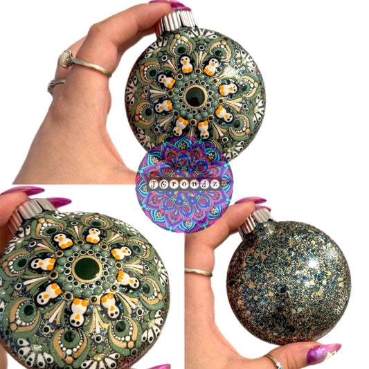 3” Penguin Mandala Glitter Ornament