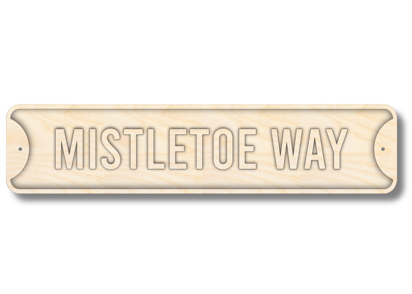 Unfinished Wood Mistletoe Way Street Sign | 3 Piece | Layered Street Sign | up to 46" DIY