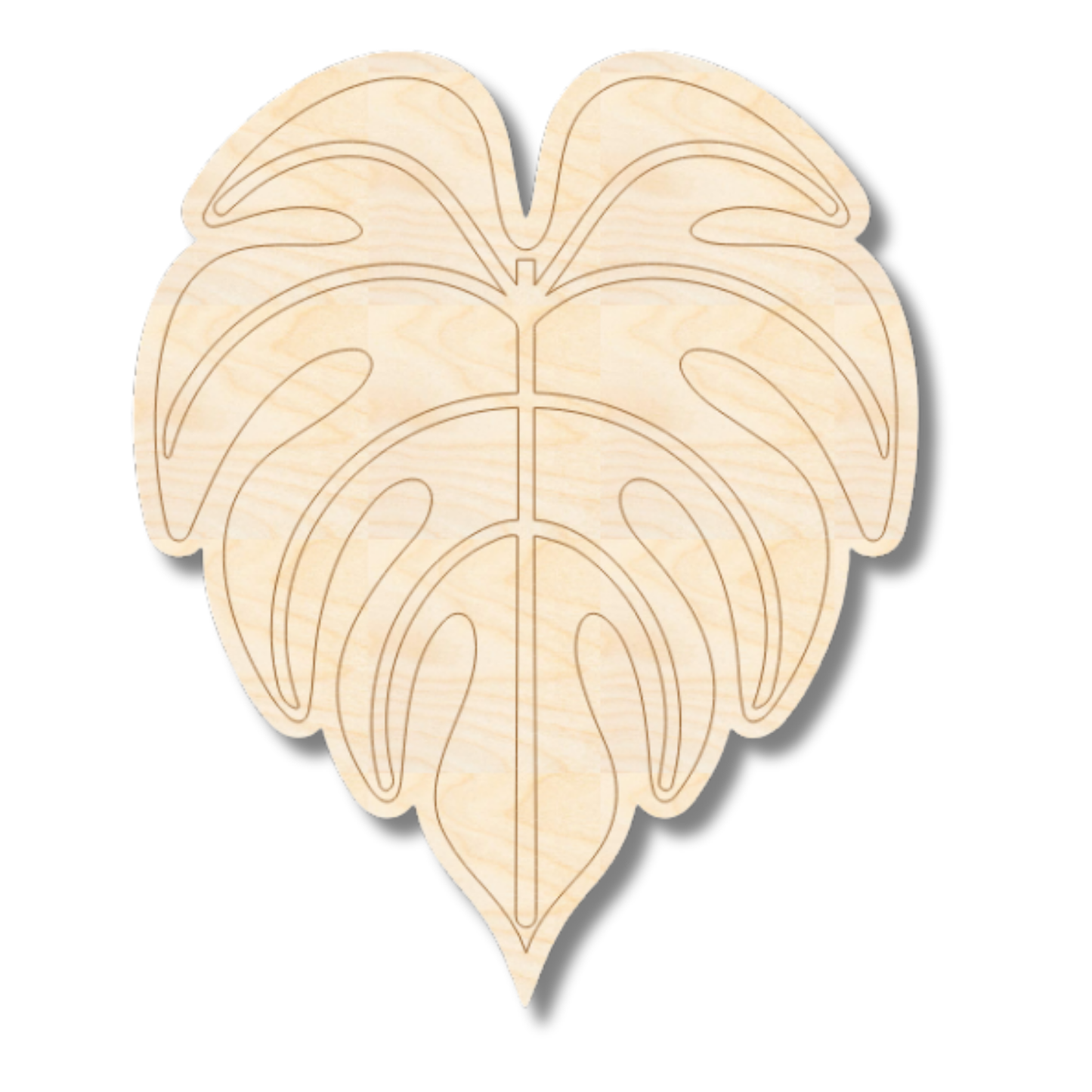 Unfinished Wood Etched Monstera Leaf Shape | Paint By Line Crafts | up to 30" DIY