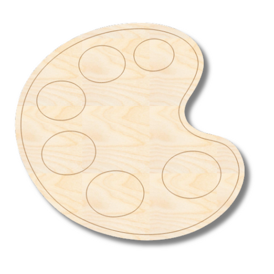 Unfinished Wood Etched Paint Palette Shape | Paint By Line Crafts | up to 30" DIY