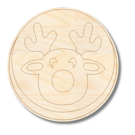 Unfinished Wood Etched Reindeer Cookie Shape | Paint By Line Crafts | up to 30" DIY