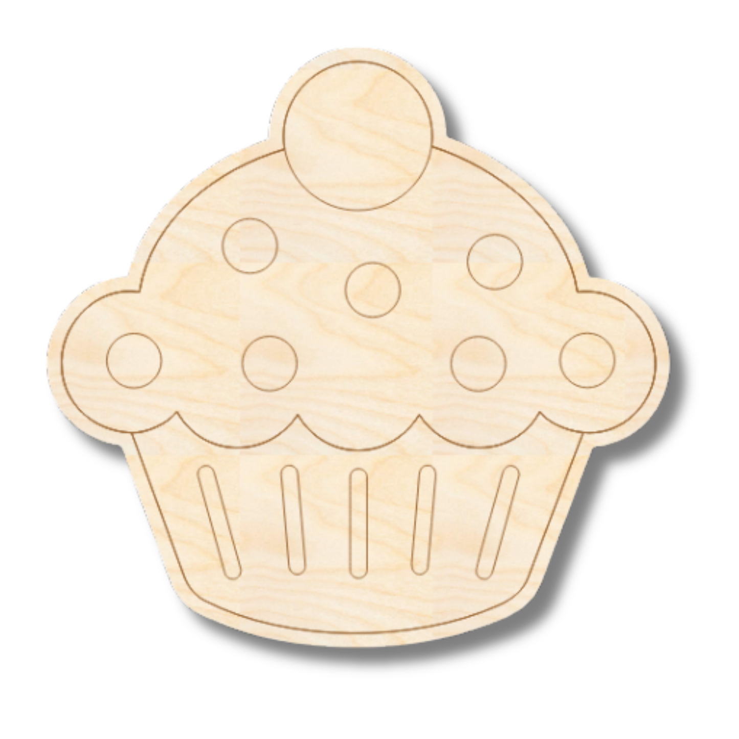 Unfinished Wood Etched Birthday Cupcake Shape | Paint By Line Crafts | up to 30" DIY