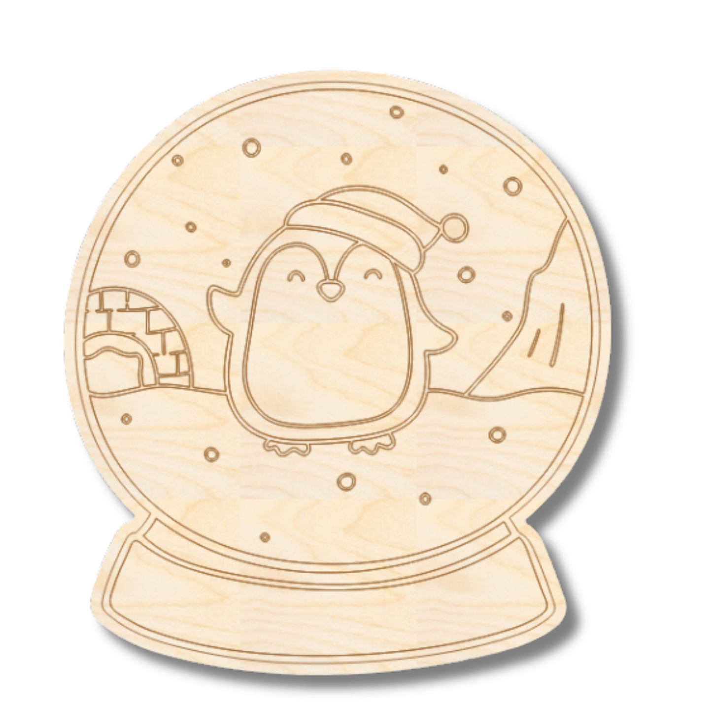 Unfinished Wood Etched Penguin Snowglobe Shape | Paint By Line Crafts | up to 30" DIY