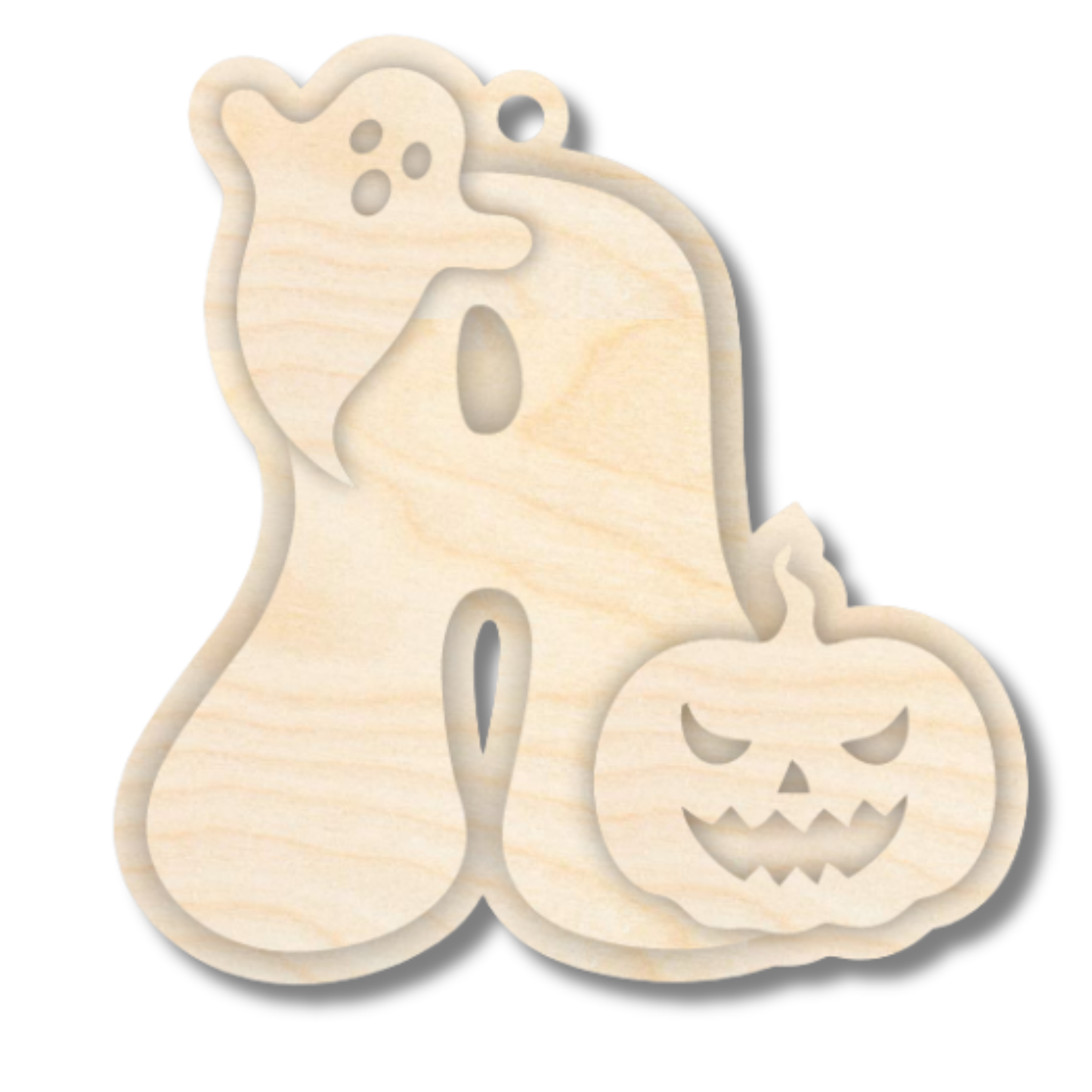 Unfinished Wood Layered Letter Halloween Ghost & Pumpkin Tags | A-Z | 4 Piece | 6" Tall | 1/8" Wood | Wood Craft DIY