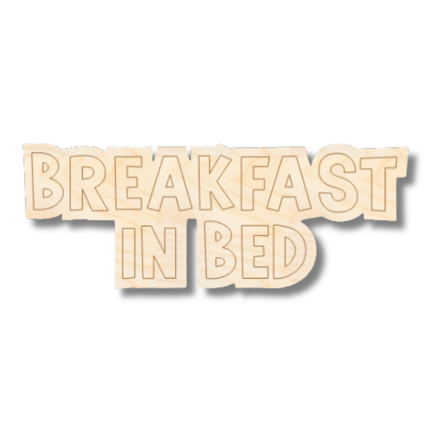 Unfinished Wood Etched Breakfast In Bed Shape | Paint By Line Crafts | up to 30" DIY
