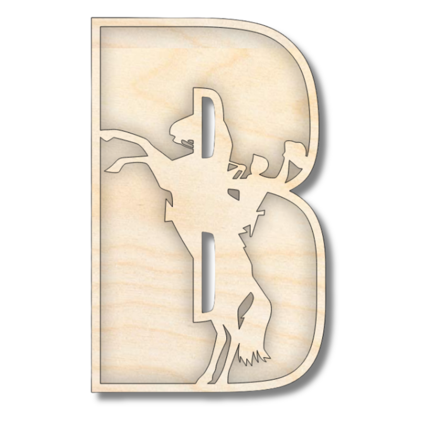 Unfinished Wood Layered Themed Letters | Rodeo | A-Z | 2 Piece | up to 24"