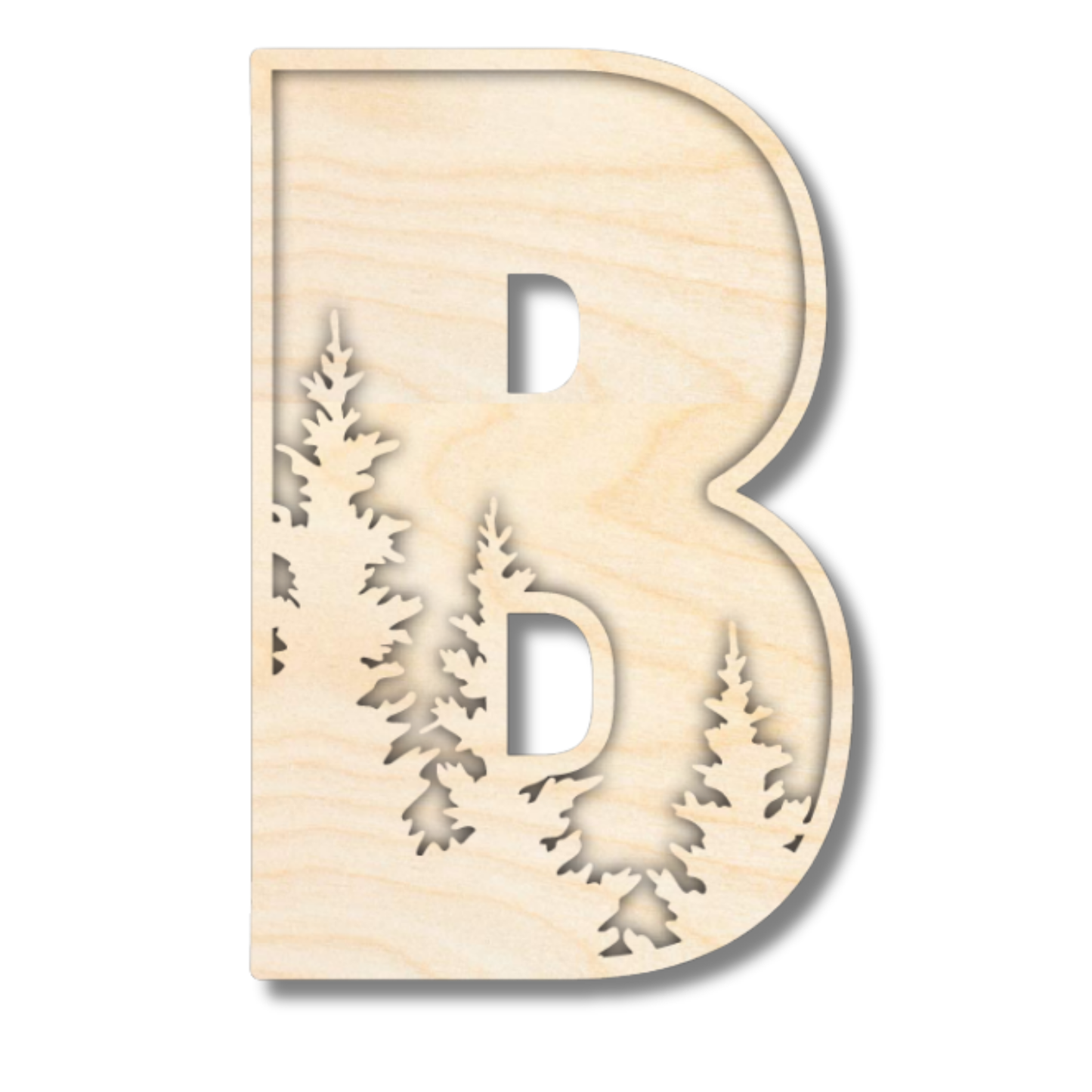 Unfinished Wood Layered Themed Letters | Pine Trees | A-Z | 2 Piece | up to 24"