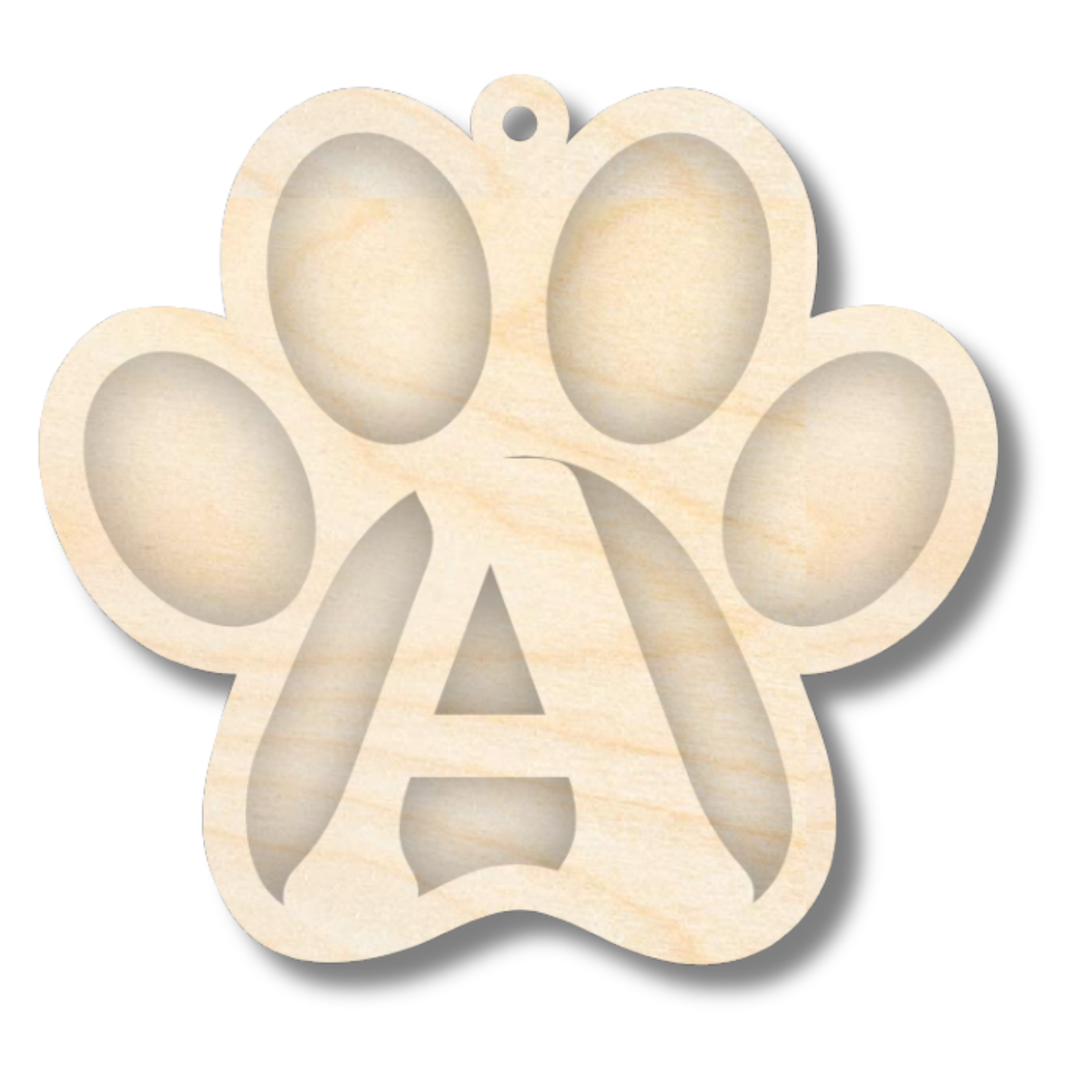 Unfinished Wood Layered Letter Paw Print Tags | A-Z | 2 Piece | 5" Wide | 1/8" Wood | Wood Craft DIY