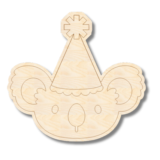 Unfinished Wood Etched Birthday Koala Shape | Paint By Line Crafts | up to 30" DIY