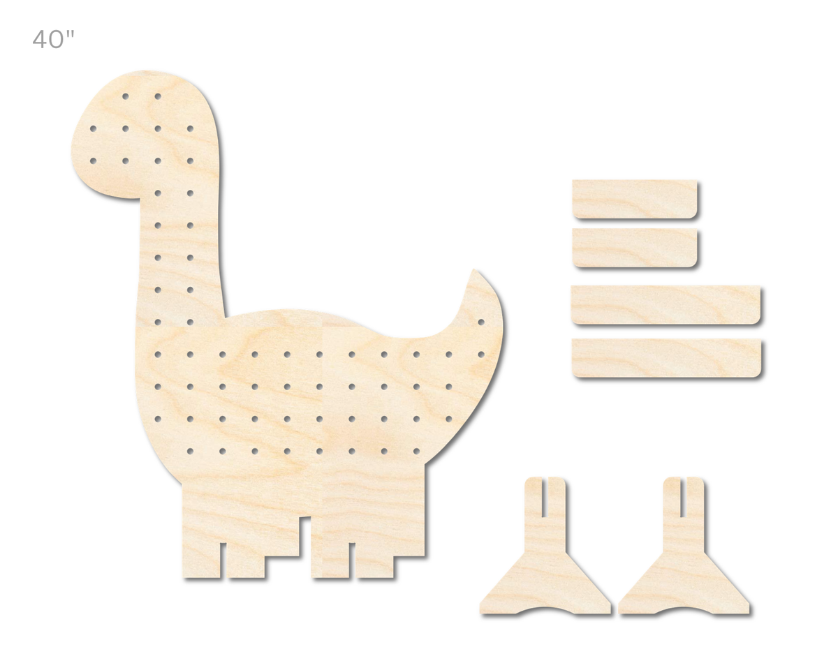 Unfinished Wood Dinosaur Standing Peg Board  | Standing Wood Peg Board | 1/2" & 1/4" Thick Wood | up to 40"