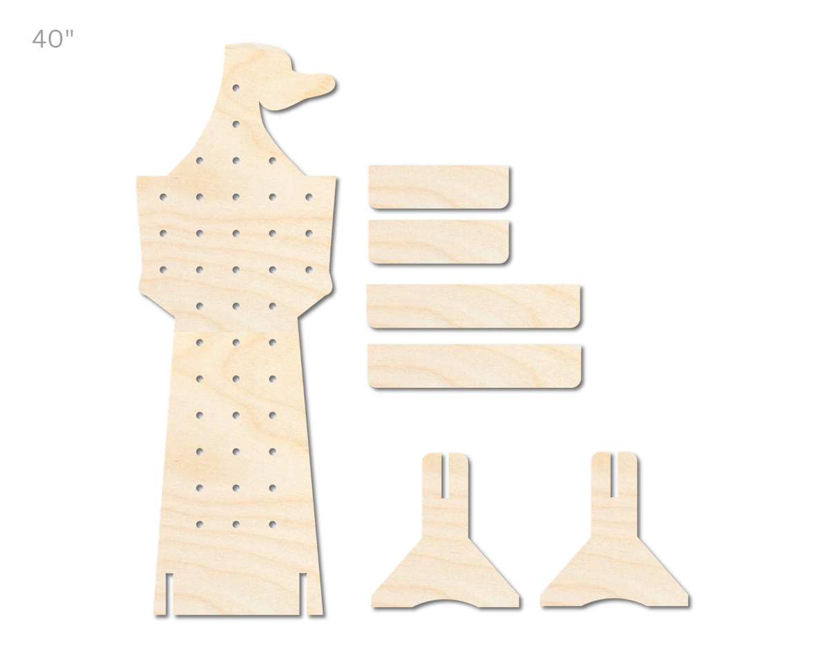 Unfinished Wood Tower Standing Peg Board  | Standing Wood Peg Board | 1/2" & 1/4" Thick Wood | up to 40"