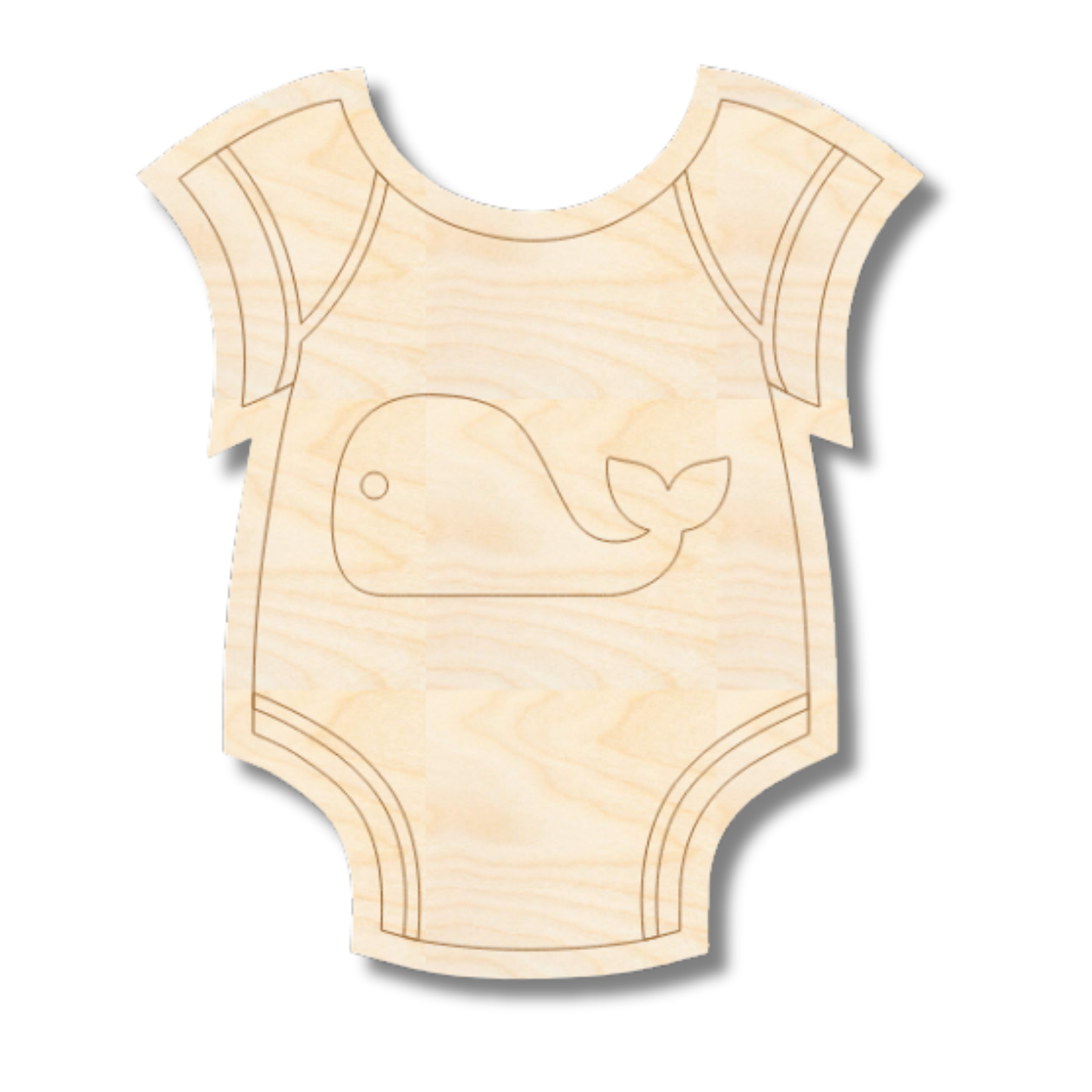 Unfinished Wood Etched Whale Onesie Shape | Paint By Line Crafts | up to 30" DIY