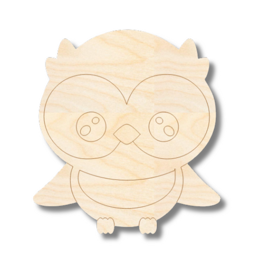 Unfinished Wood Etched Owl Shape | Paint By Line Crafts | up to 30" DIY