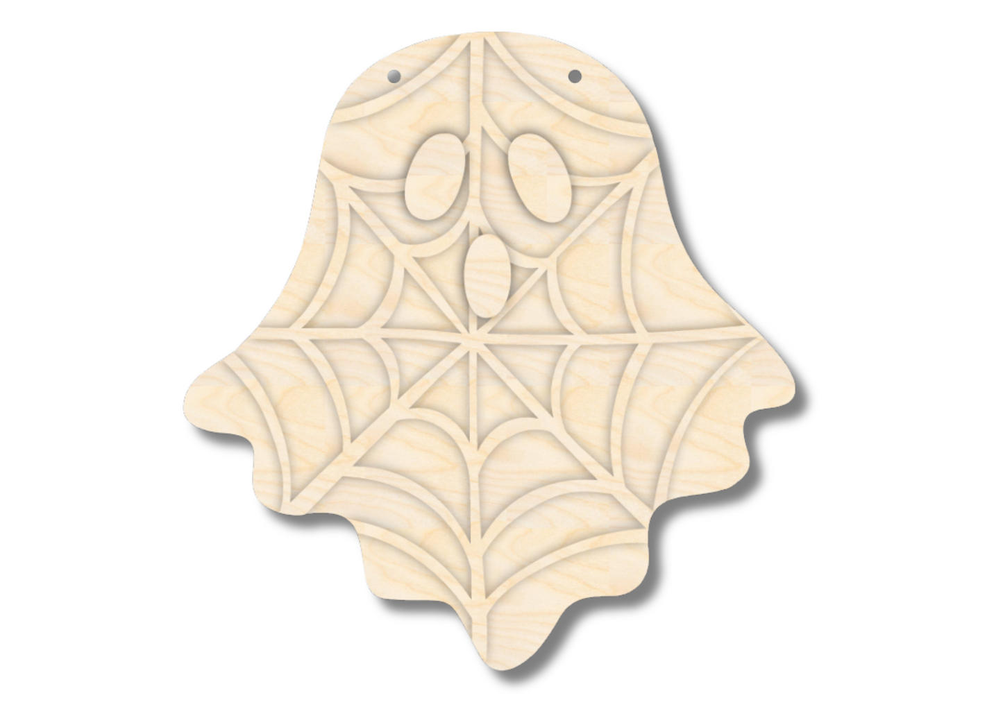 Unfinished Wood Spider Web Ghost Door Sign Kit | Wood Craft Cutouts | 1/4" Thick |