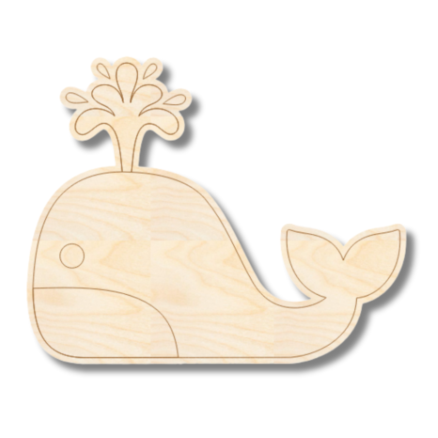 Unfinished Wood Etched Whale Shape | Paint By Line Crafts | up to 30" DIY