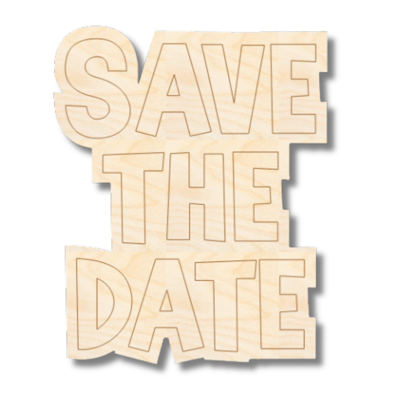 Unfinished Wood Etched Save The Date Shape | Paint By Line Crafts | up to 30" DIY
