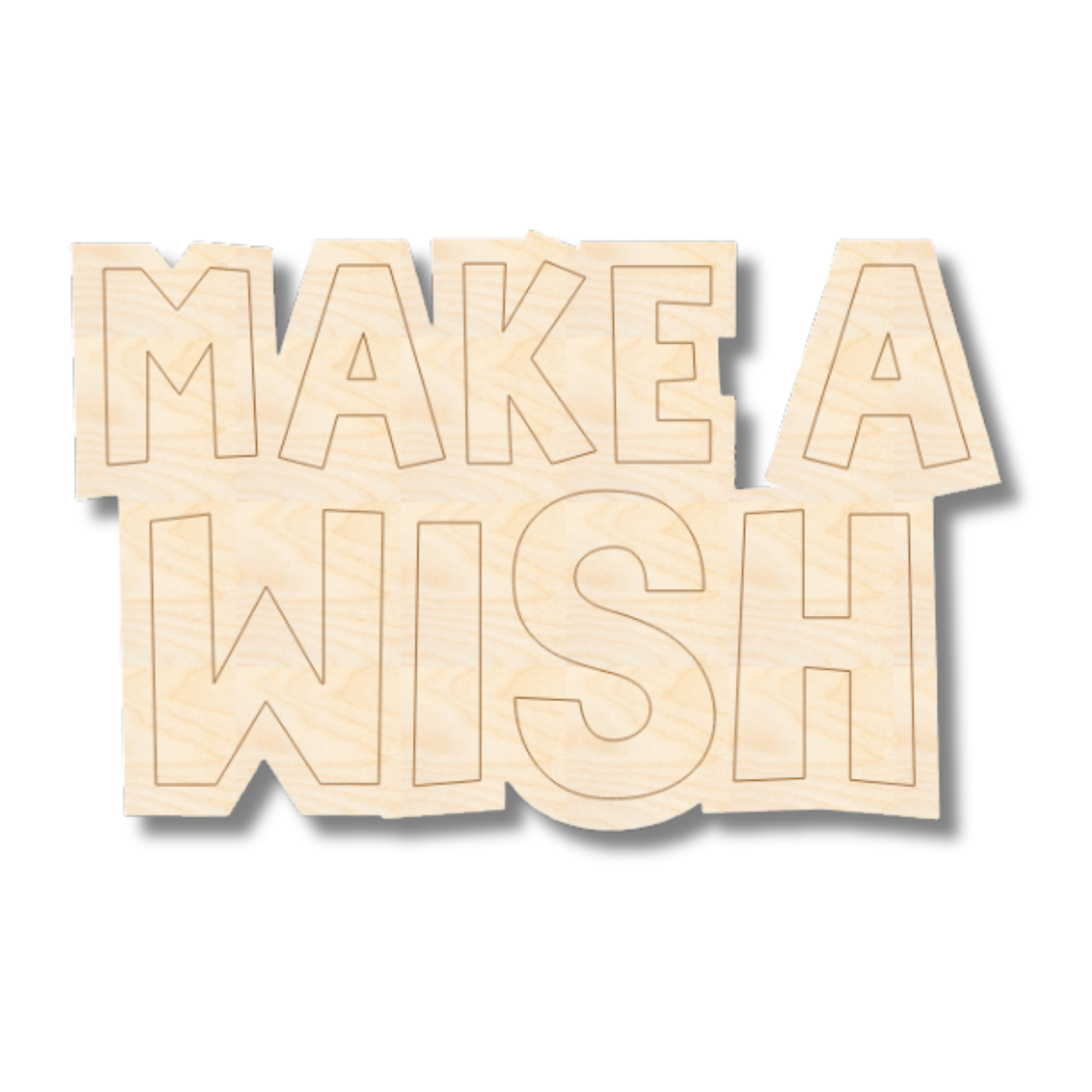 Unfinished Wood Etched Make a Wish Shape | Paint By Line Crafts | up to 30" DIY