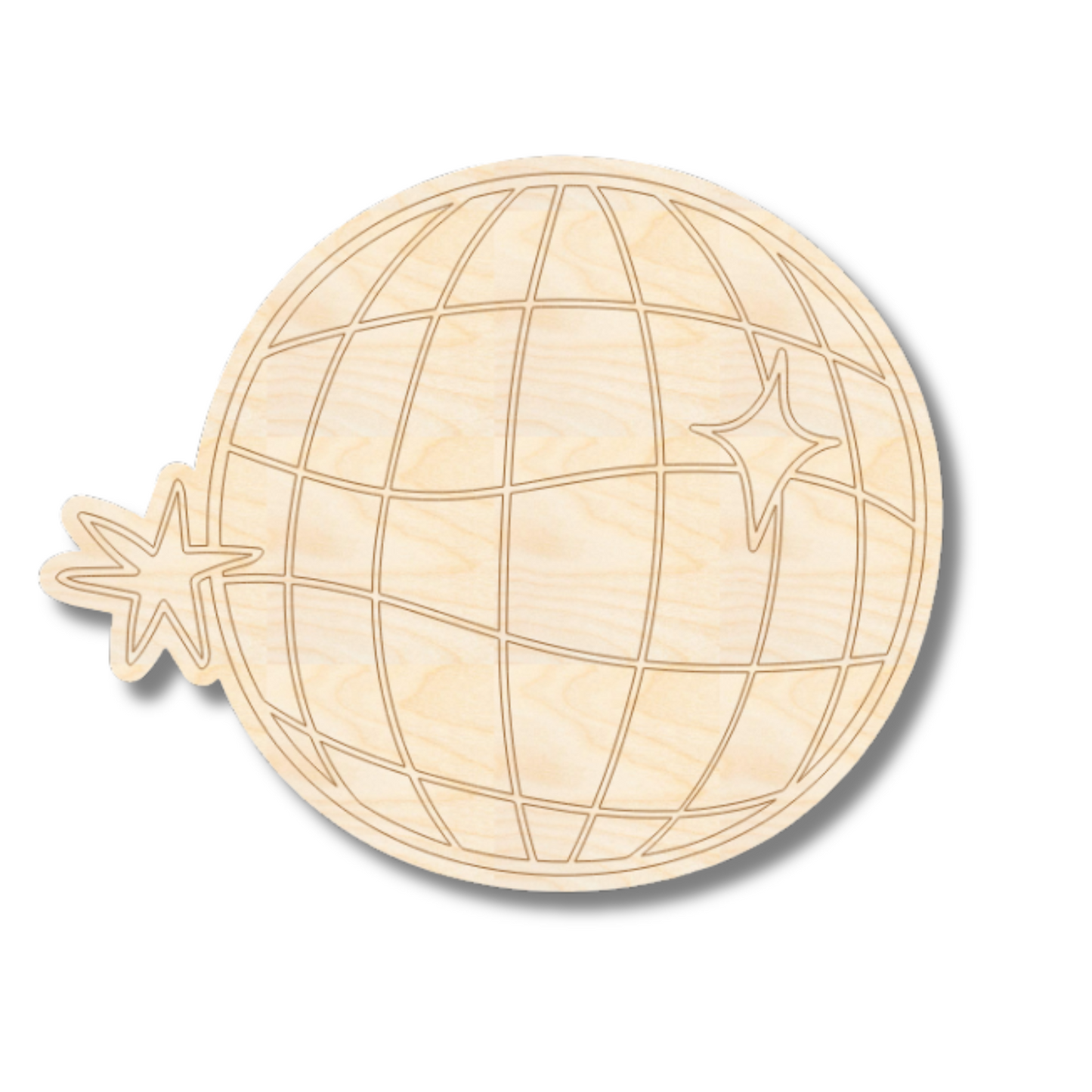 Unfinished Wood Etched Groovy Disco Ball Shape | Paint By Line Crafts | up to 30" DIY