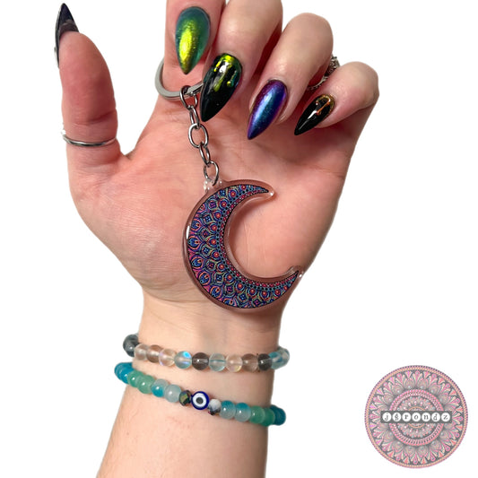 Double Sided Neon Moon acrylic/epoxy printed keychain