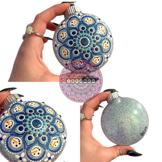 3” Snowman Mandala Glitter Ornament