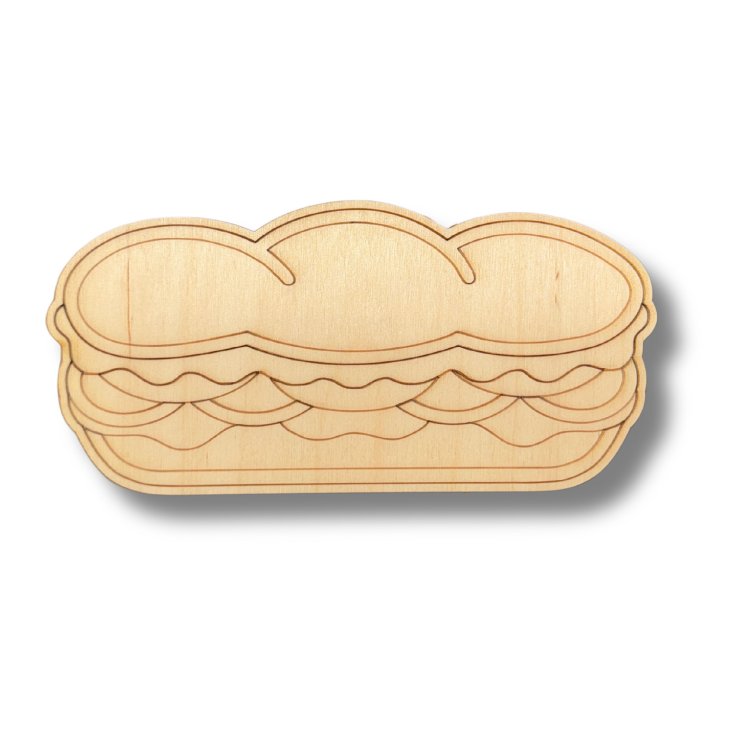 Unfinished Wood Etched Hoagie Shape | Paint By Line Crafts | up to 30" DIY