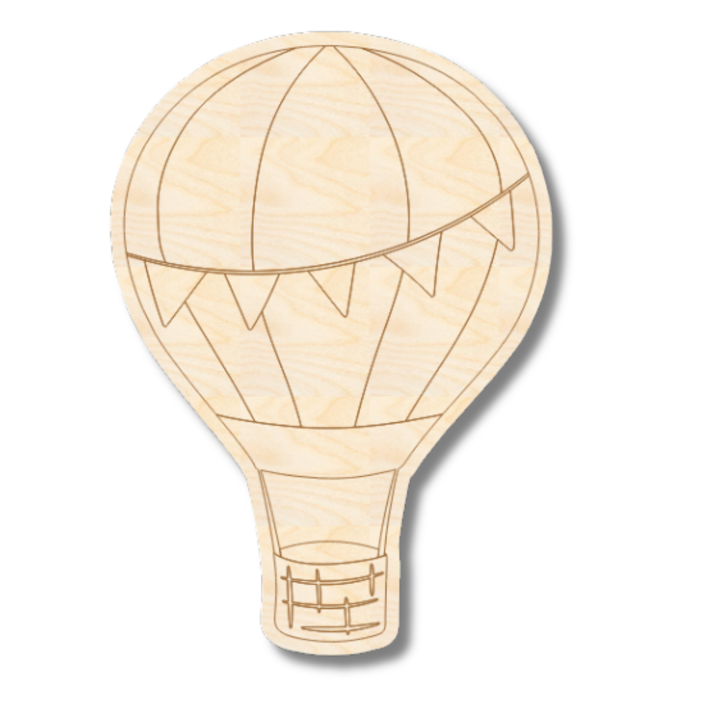 Unfinished Wood Etched Hot Air Balloon Shape | Paint By Line Crafts | up to 30" DIY