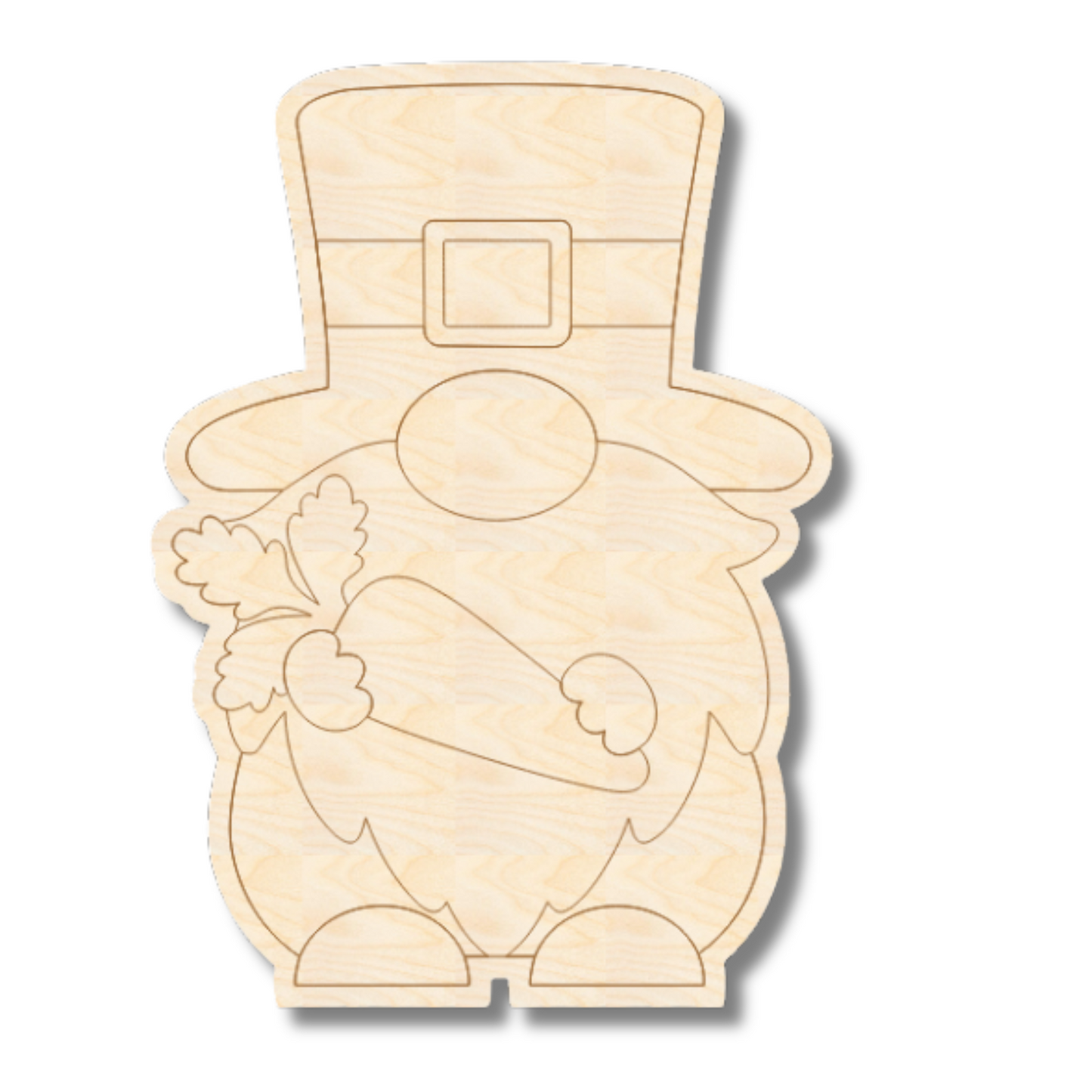 Unfinished Wood Etched Carrot Gnome Shape | Paint By Line Crafts | up to 30" DIY