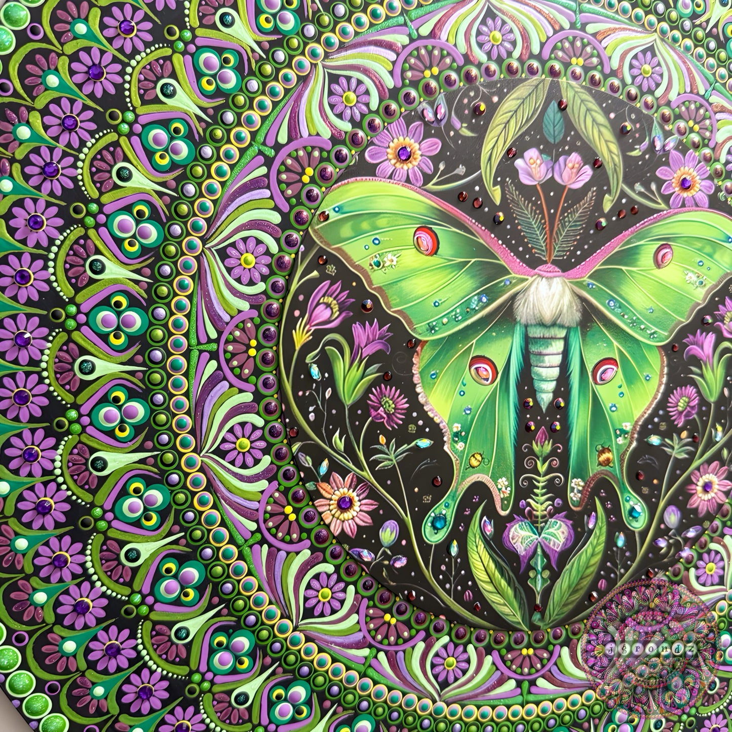 16” Luna Moth Mandala Painting