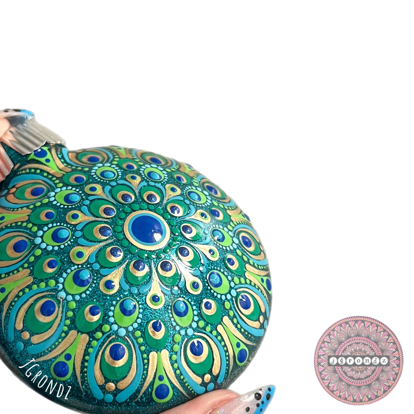 3” Peacock Mandala Glitter Ornament