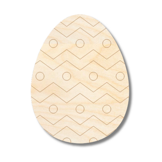 Unfinished Wood Etched Zig Zag Pattern Egg Shape | Paint By Line Crafts | up to 30" DIY