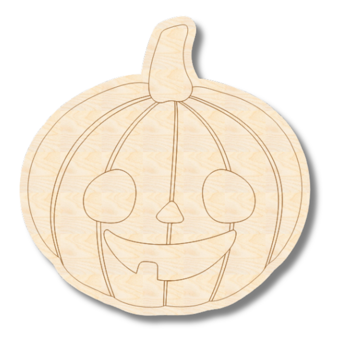 Unfinished Wood Etched Cute Jack o' Lantern Shape | Paint By Line Crafts | up to 30" DIY