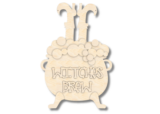 Unfinished Wood Witches Brew Door Sign Kit | Wood Craft Cutouts | 1/4" Thick |