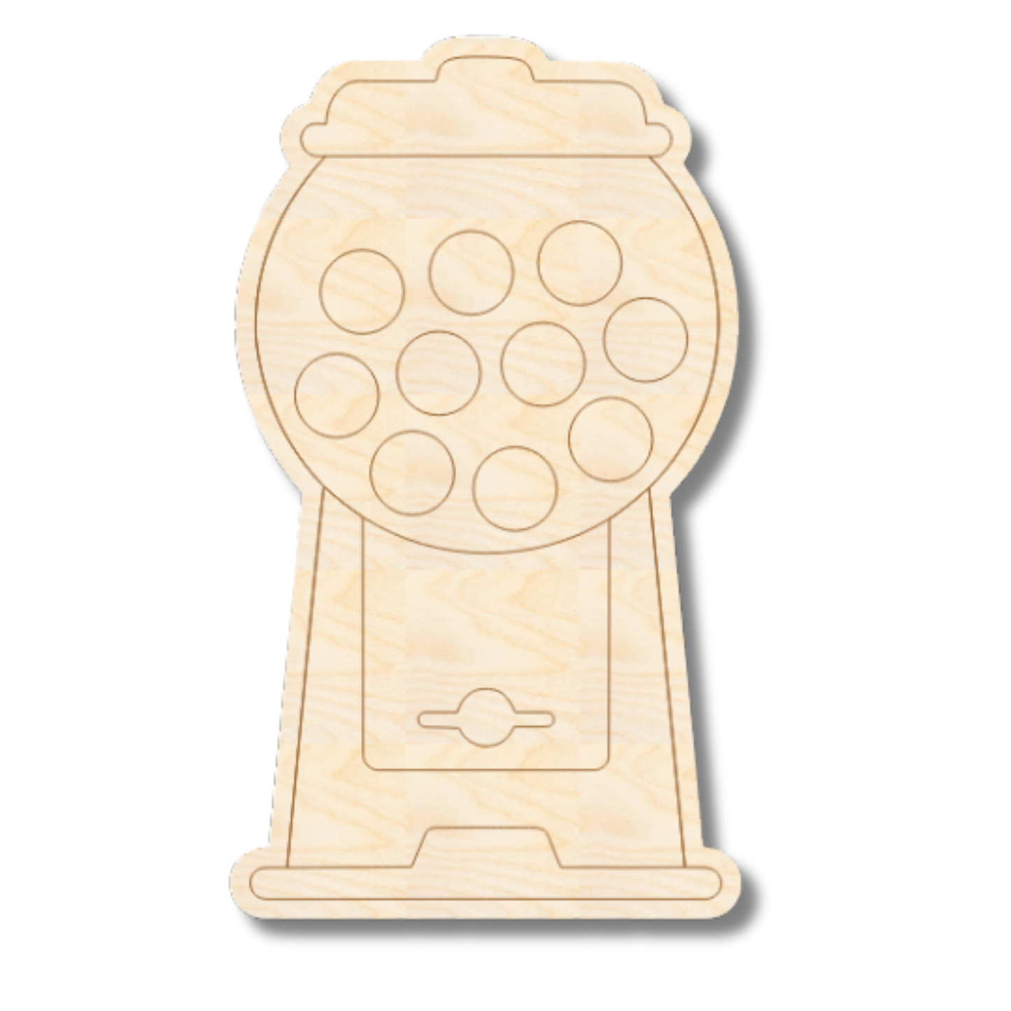 Unfinished Wood Etched Gumball Machine Shape | Paint By Line Crafts | up to 30" DIY