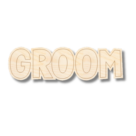 Unfinished Wood Etched Groom Shape | Paint By Line Crafts | up to 30" DIY
