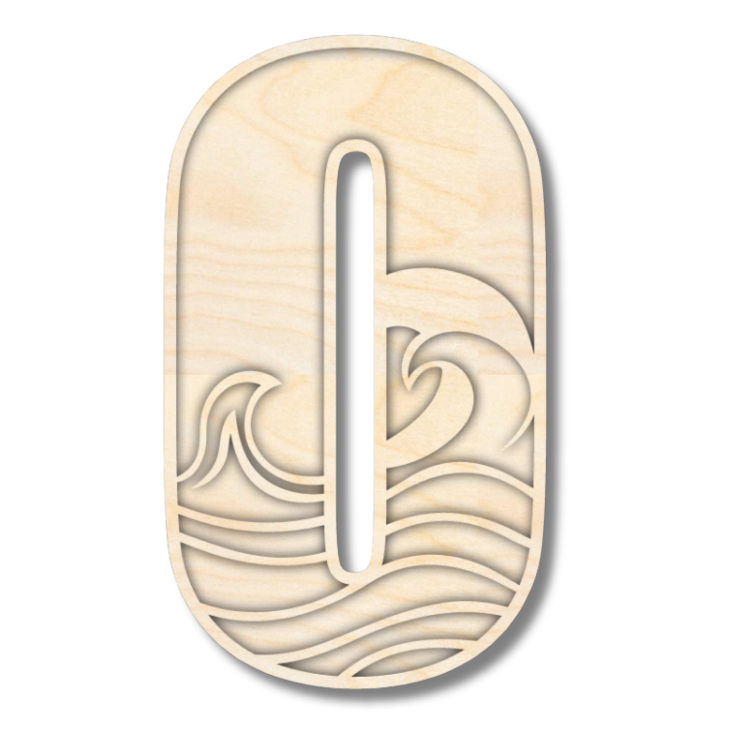 Unfinished Wood Layered Themed Letters | Wave | A-Z | 2 Piece | up to 24"