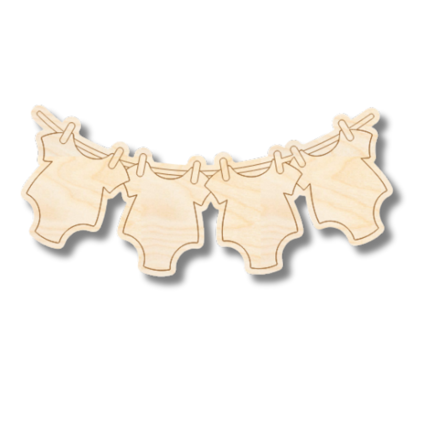 Unfinished Wood Etched Baby Hanging Onsie Shape | Paint By Line Crafts | up to 30" DIY