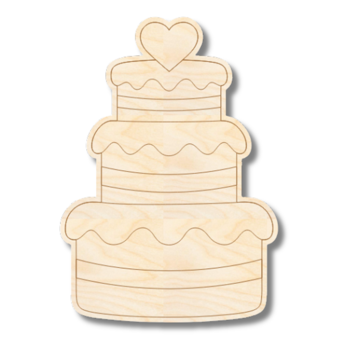 Unfinished Wood Etched Wedding Cake Shape | Paint By Line Crafts | up to 30" DIY