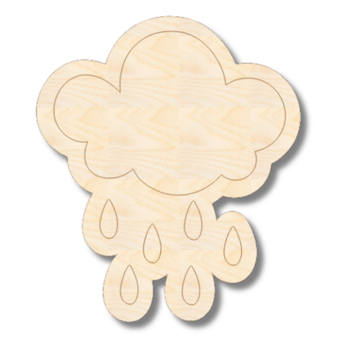 Unfinished Wood Etched Rain Cloud Shape | Paint By Line Crafts | up to 30" DIY